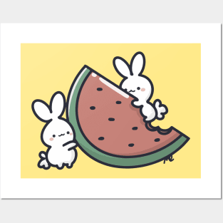 kawaii bunnies in summer mood Posters and Art